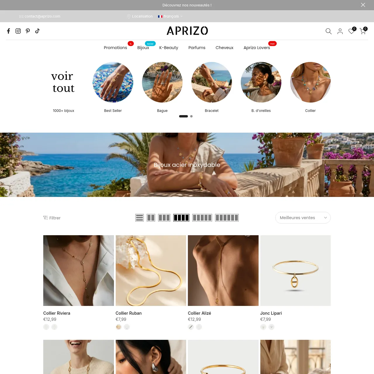 Aprizo — Collection bijoux acier inoxydable B2C