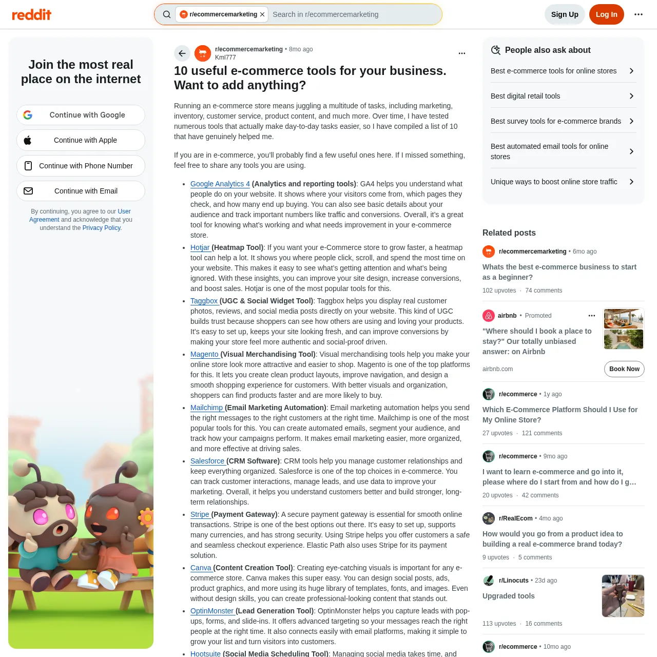 Reddit ecommercemarketing community thread