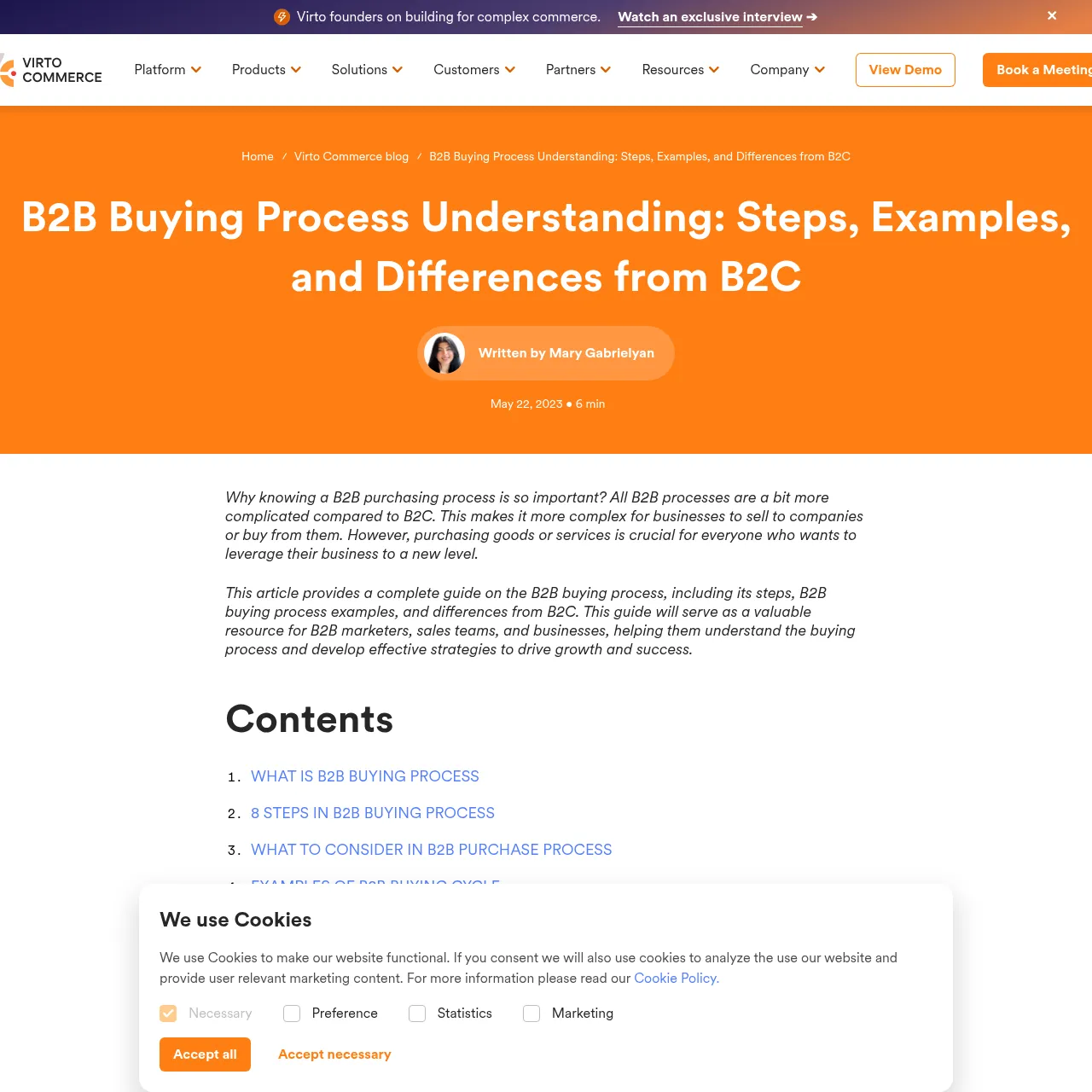 Virto Commerce — B2B eCommerce Platform interface