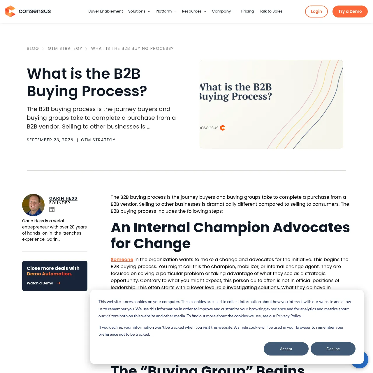 Consensus — B2B Buyer Enablement Platform interface