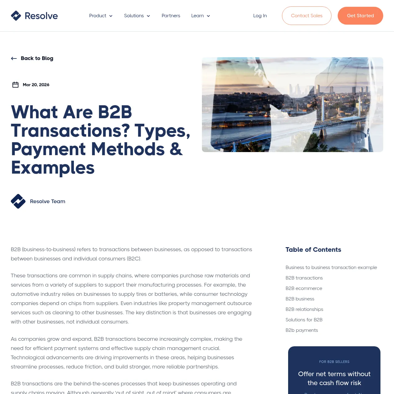 Resolve — B2B Net Terms & Payments Platform interface