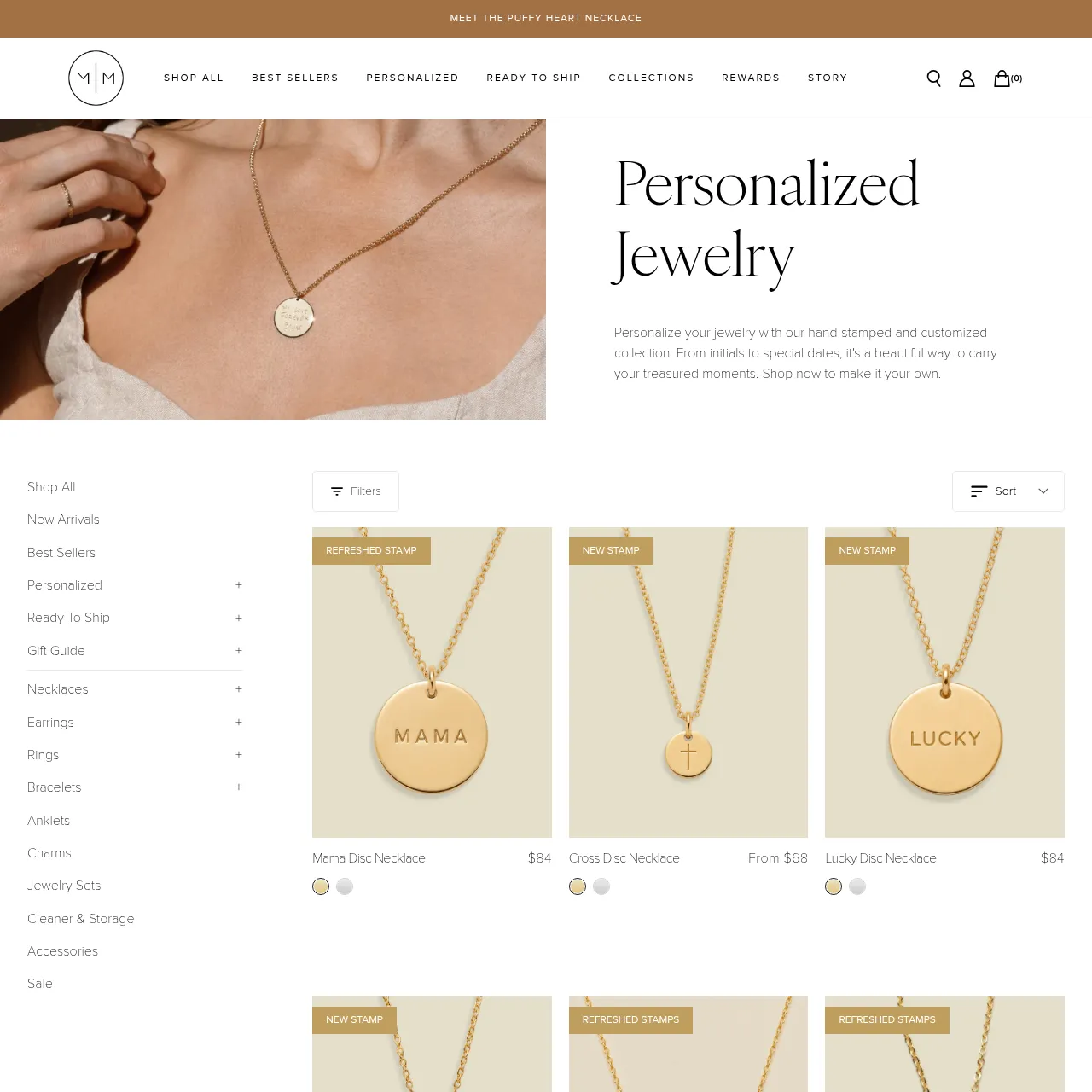 Made by Mary personalized jewelry collection