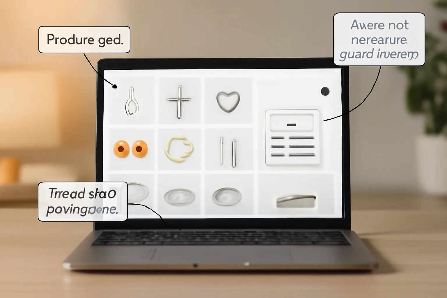 wholesale on jewelry - Annotated UI mockup of a wholesale jewelry supplier account portal on a laptop screen — showing a product grid with material filter (Sterling Silver / Gold-Filled selected), a pricing tier table with MOQ breakpoints, and an account status badge indicating "Wholesale Approved", soft ambient office lighting