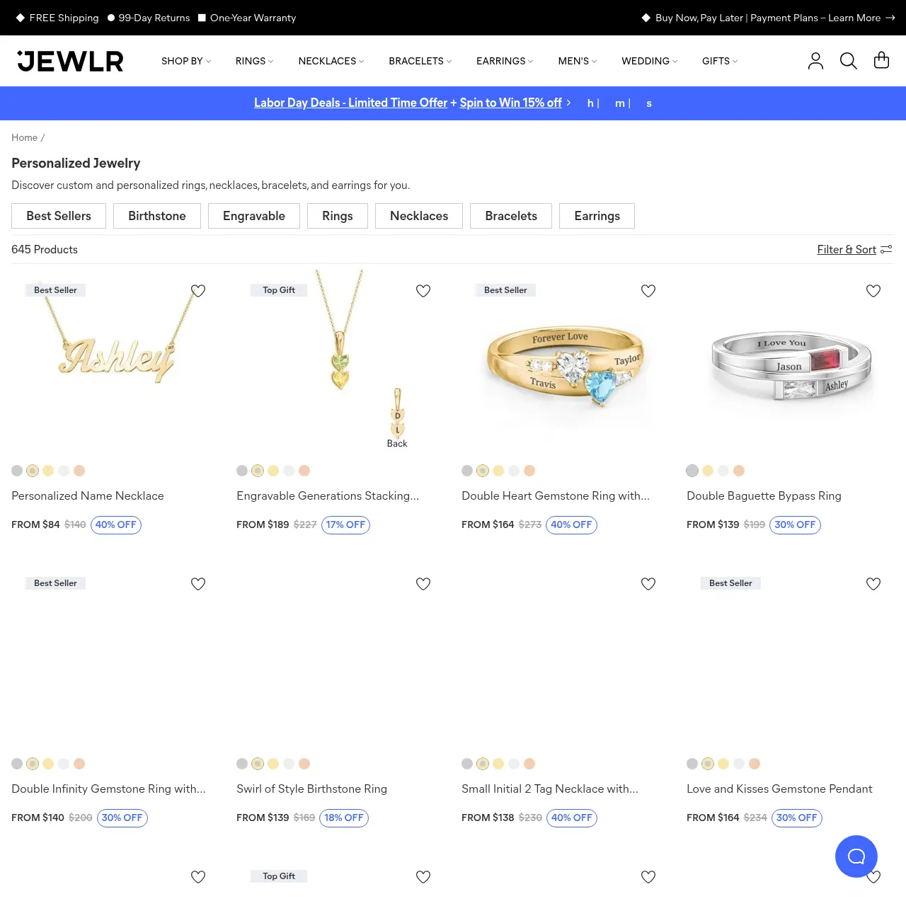 Jewlr personalized jewelry collection interface