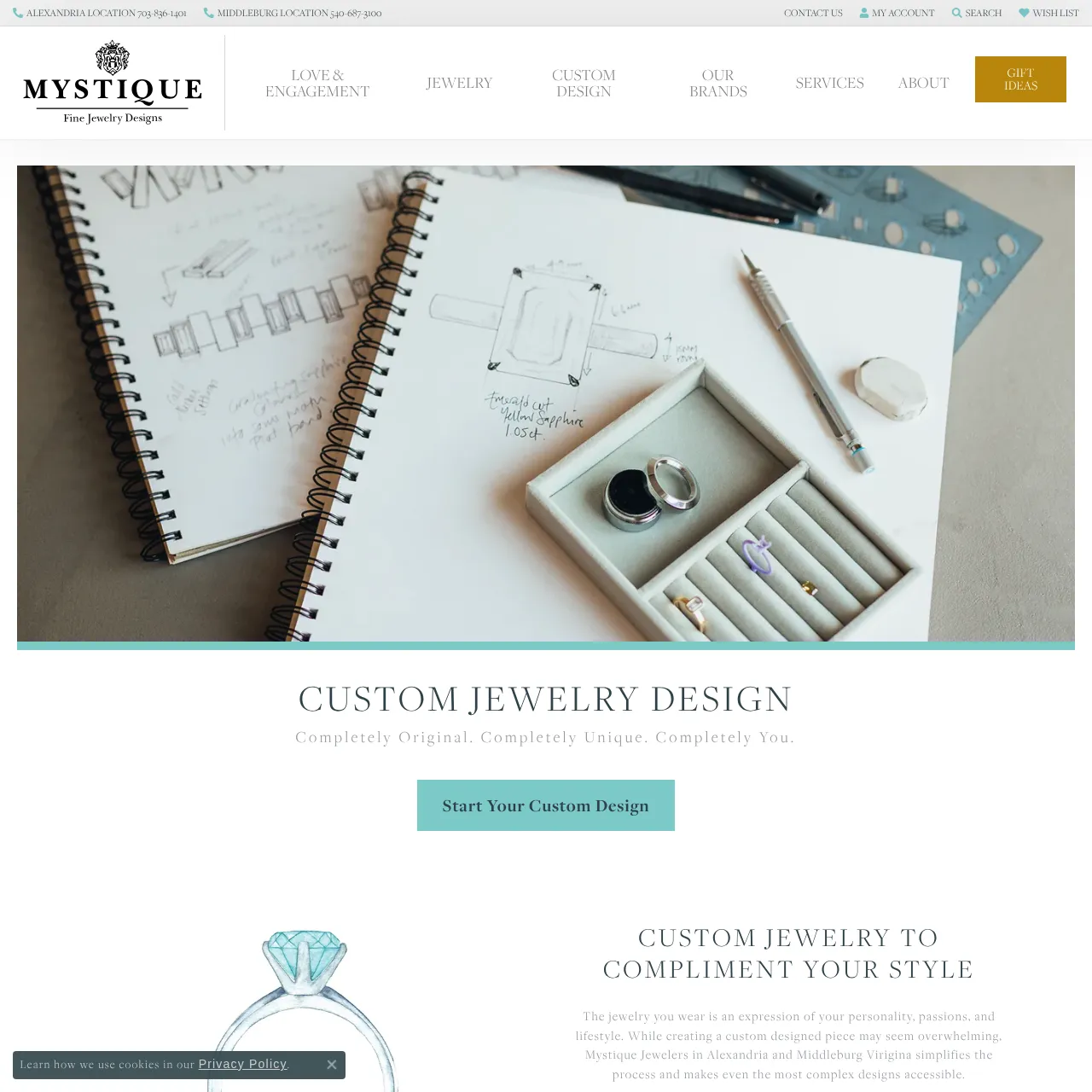 Mystique Jewelers custom jewelry consultation page