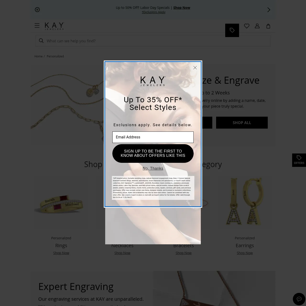 Kay Jewelers personalized jewelry