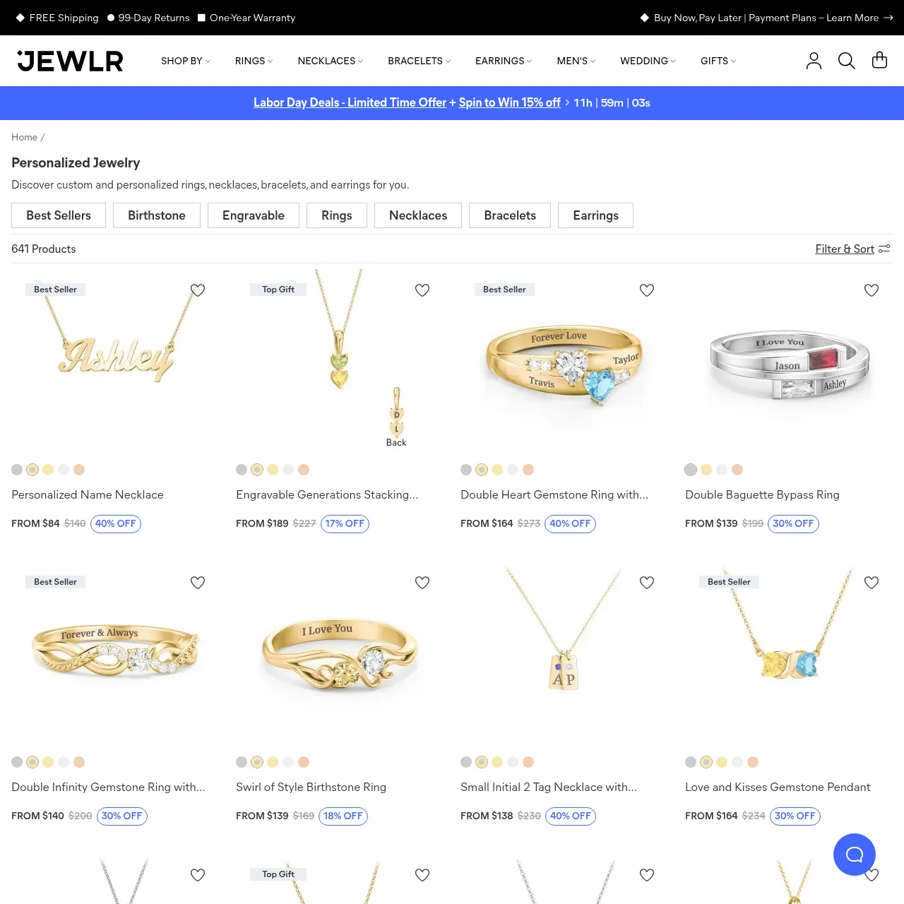 Jewlr personalized jewelry collection with 641 products