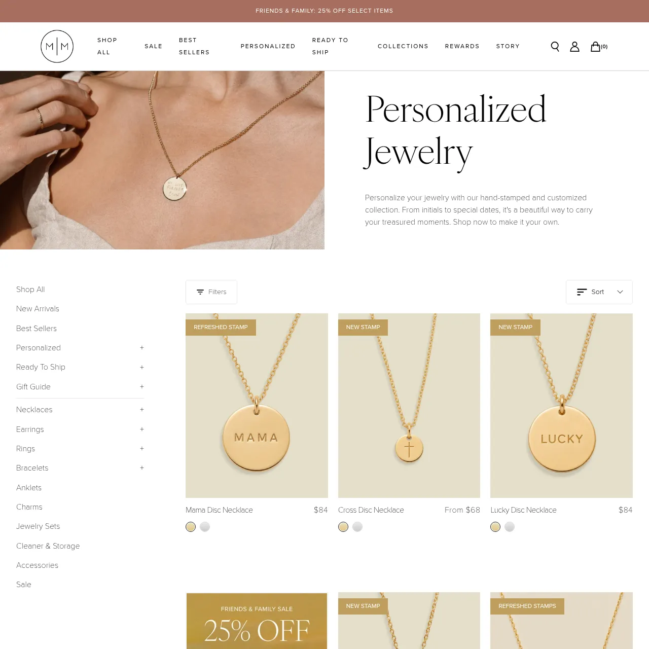 Made by Mary personalized jewelry collection interface