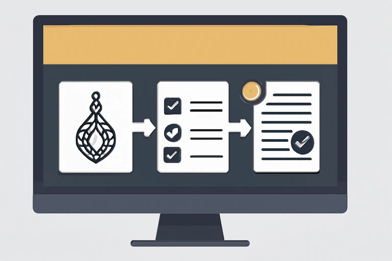 schmuck großhandel für wiederverkäufer - Annotiertes Mockup eines OEM-Workflows: von der Design-Skizze über Musterfreigabe bis zur QC-Protokollübersicht vor dem FOB-Versand aus Hangzhou