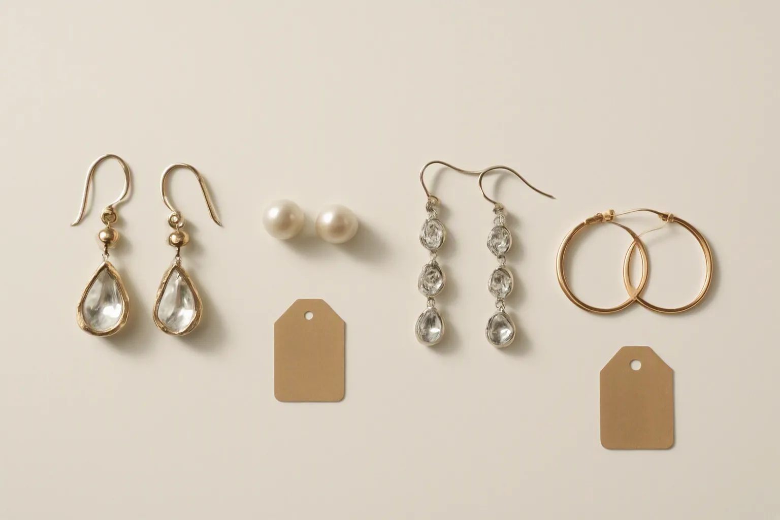 schmuckmarken damen - Vergleichende Produktübersicht – Nebeneinanderstellung verschiedener Ohrringer-Styles (Vintage-Kristall, Perlen-Stecker, Rhinestone-Drops, minimalistisch vergoldet) mit Preissegment-Kennzeichnung