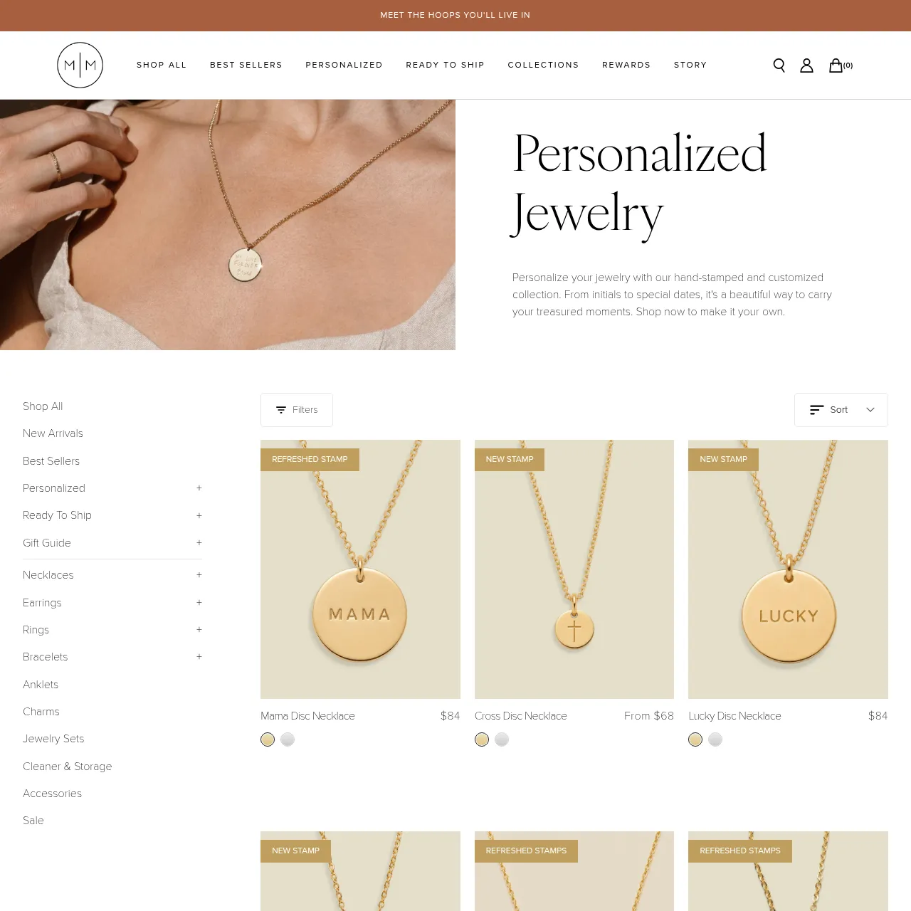 Made by Mary personalized jewelry collection