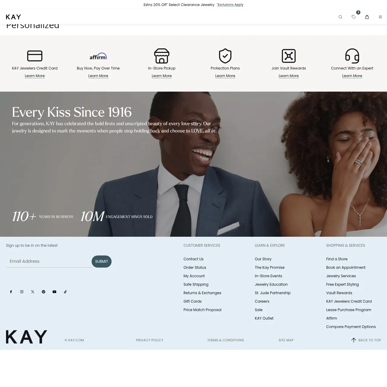 Kay Jewelers Personalized Jewelry Collection interface