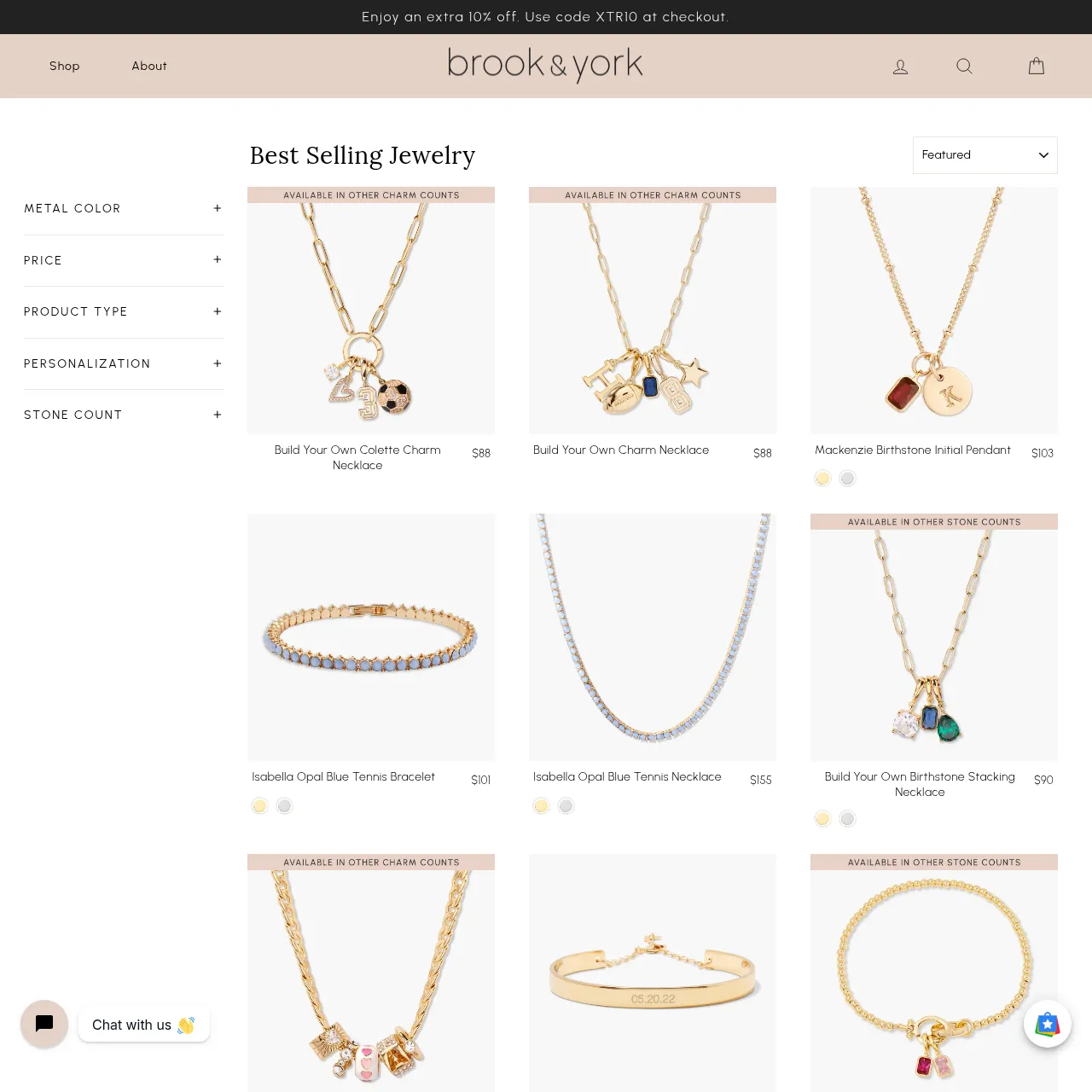 Brook & York Best-Selling Jewelry Collection interface