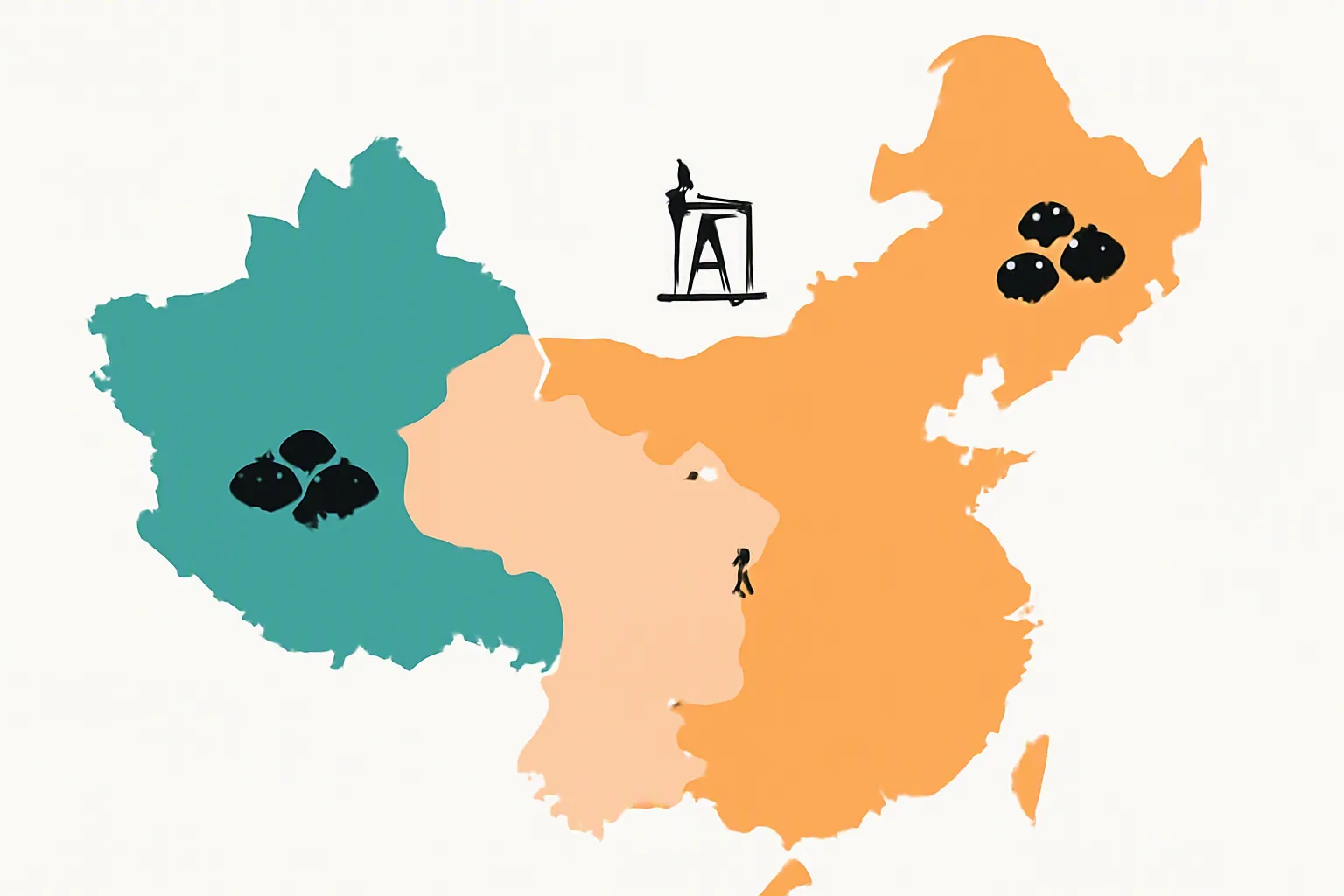 china natural resources - Annotated map of China showing major mineral resource distribution across eastern, central, and western regions, with labels for coal in Shanxi Province, petroleum at Daqing Oilfield, and nonferrous metals concentrated in the western provinces