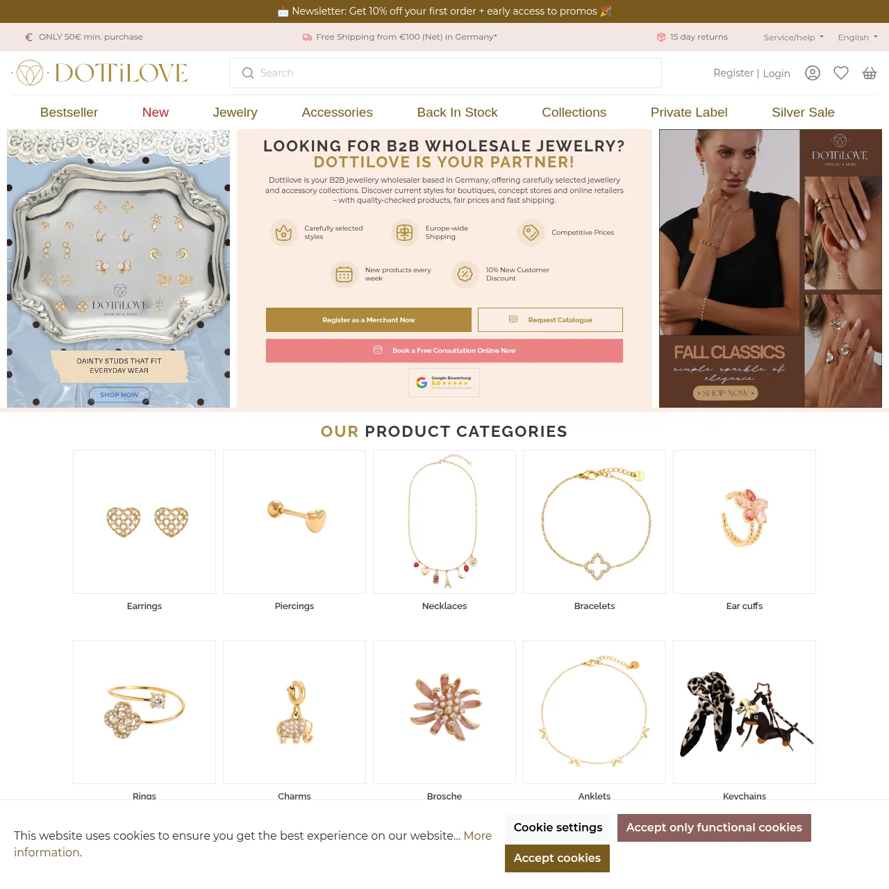 Dottilove – B2B Wholesale Fashion Jewelry & Accessories interface