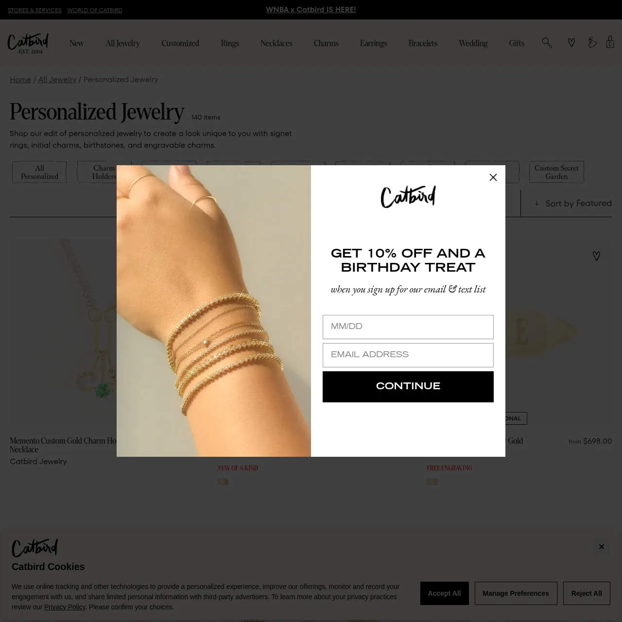 Catbird NYC personalized jewelry