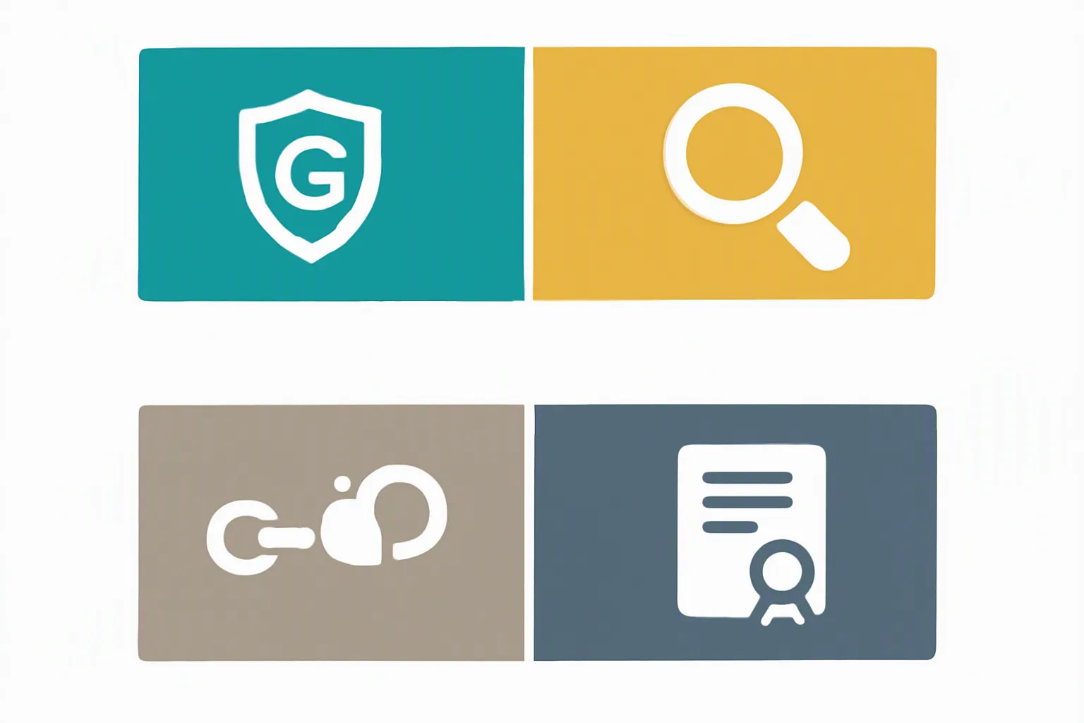 bijoux d'occasion - Informational flat-design diagram showing a four-step jewelry quality checklist — hallmark verification, stone loupe inspection, clasp and setting check, and provenance certificate review — distinct teal/gold/gray color zones, simple icon per step, white background, no decorative elements