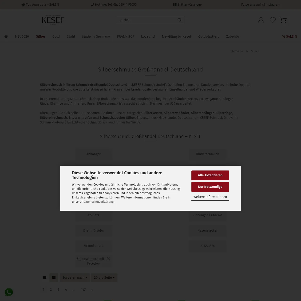 KESEF Schmuck Großhandel interface
