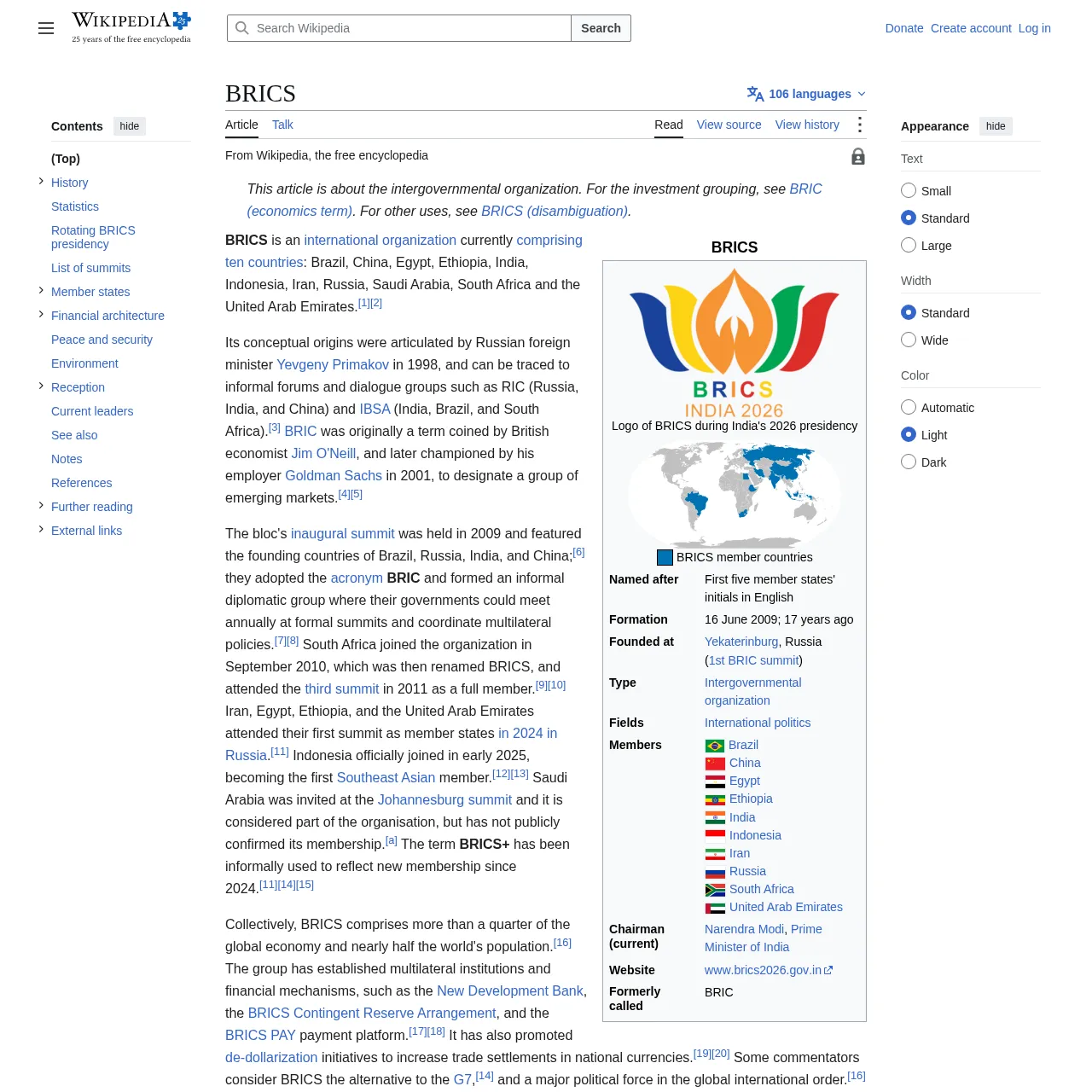 BRICS维基百科条目界面
