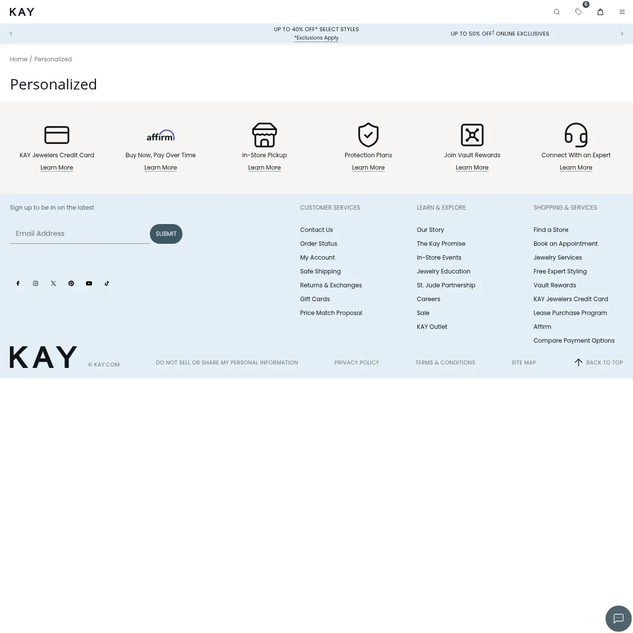 Kay Jewelers personalized jewelry