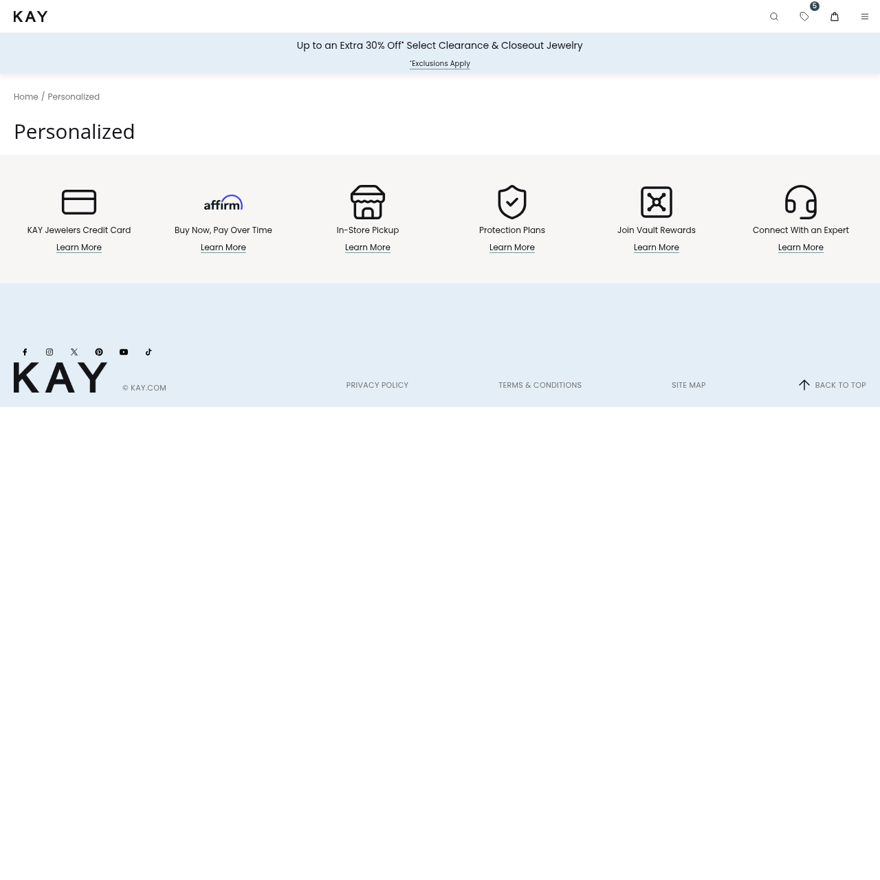 Kay Jewelers personalized jewelry