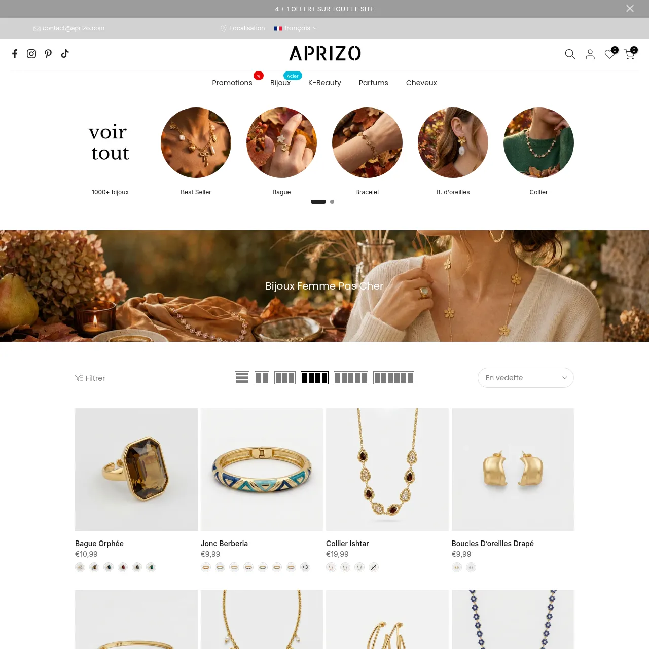 Aprizo - Bijoux Femme Pas Cher