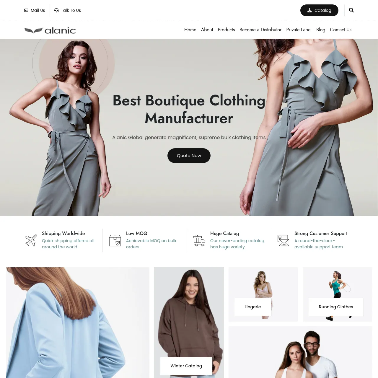 Alanic Global Wholesale Clothing Manufacturing interface