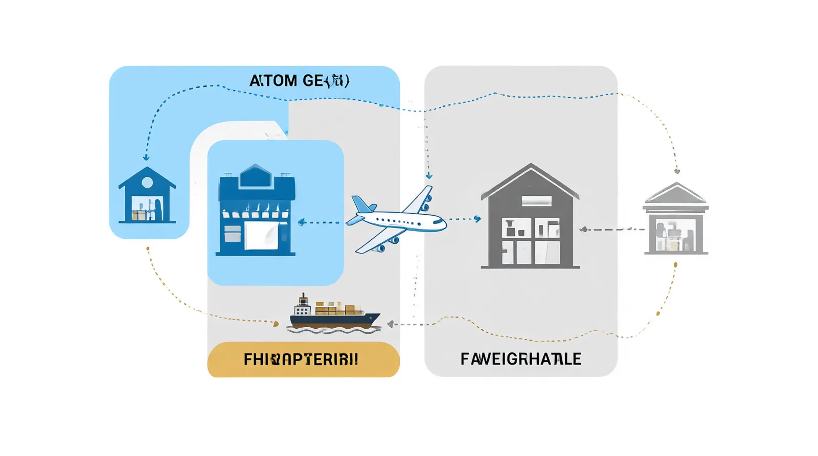 custom jewelry - An annotated diagram showing the supply chain flow of custom jewelry from a Hangzhou workshop through QC inspection, freight forwarding (air/sea/express), and final delivery to a DTC warehouse in the EU or US, highlighting where trade terms like EXW and FOB apply