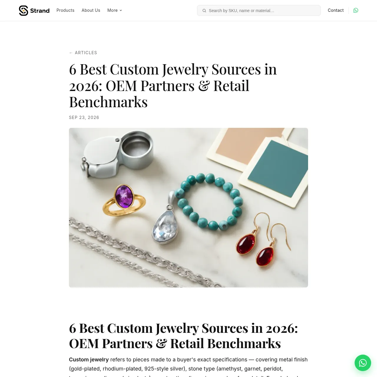 STRAND custom jewelry catalog interface