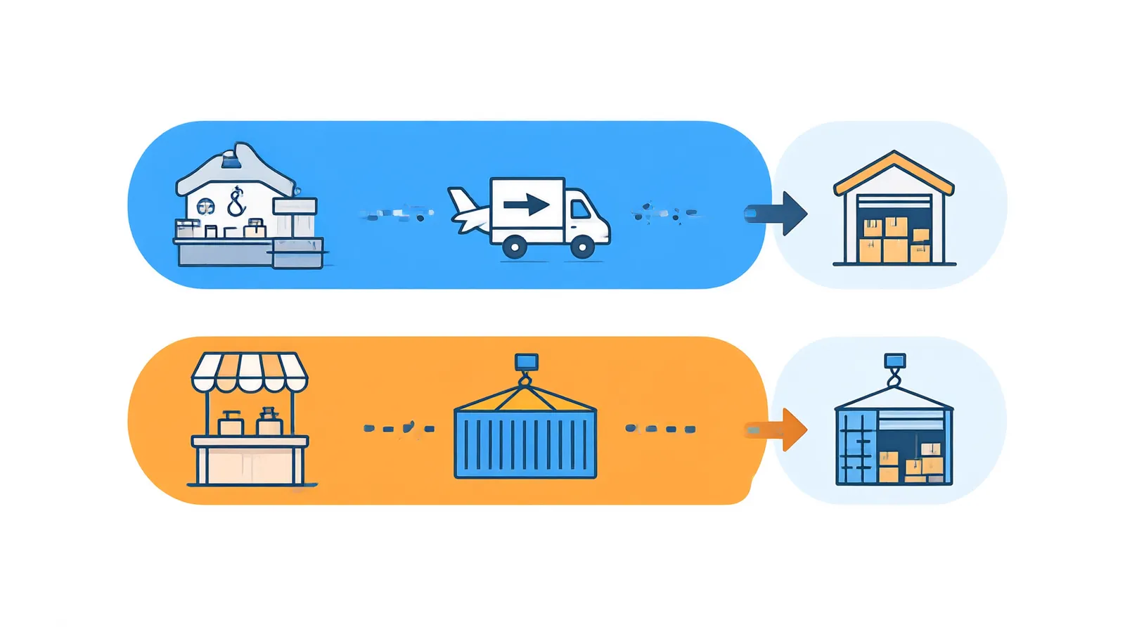 custom jewelry - An annotated diagram showing the supply chain flow of custom OEM jewelry from a Hangzhou workshop through air/sea freight to a US/EU DTC warehouse, contrasted with a direct-to-consumer retail fulfillment path