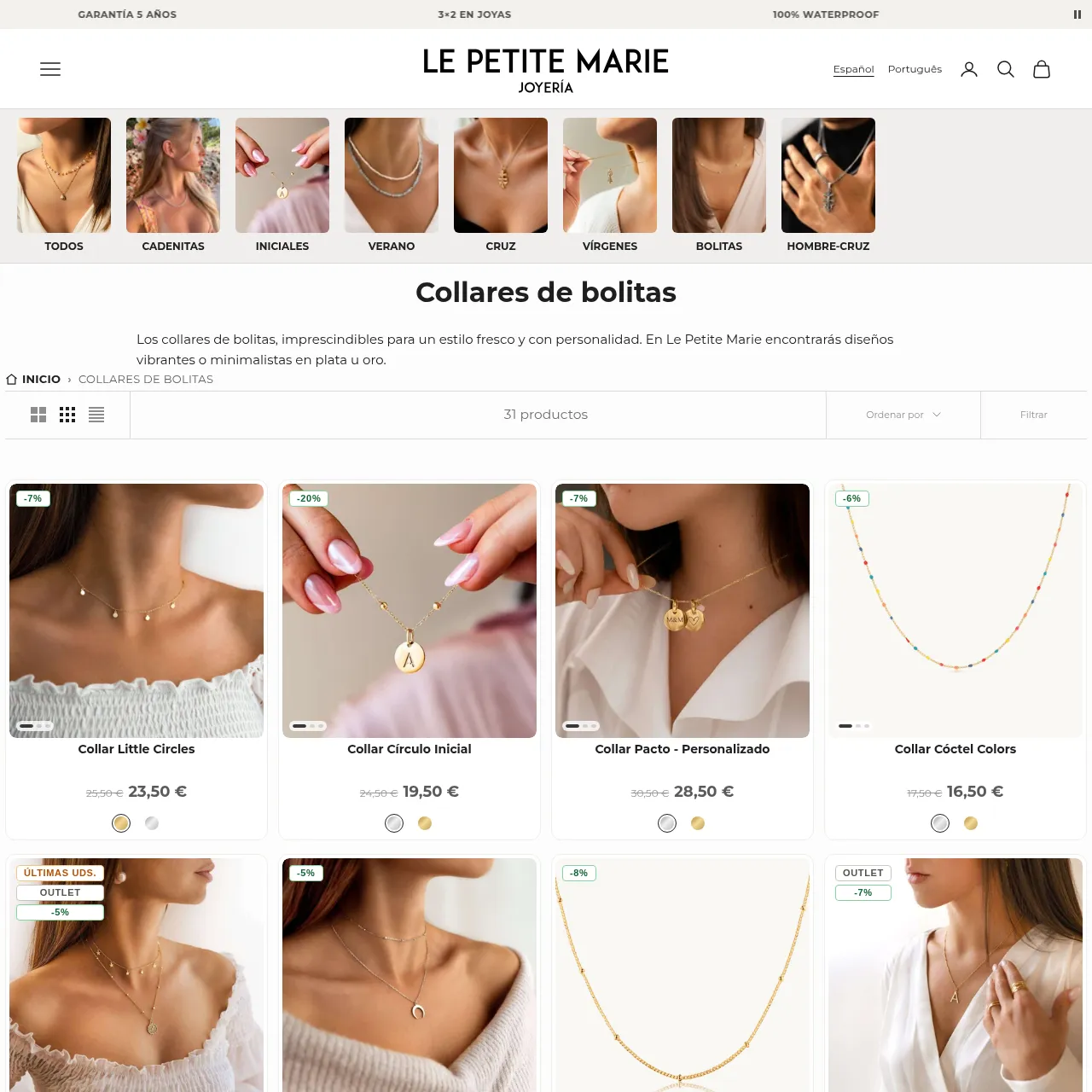 Collares de bolitas (Ball Chain Necklaces) interface