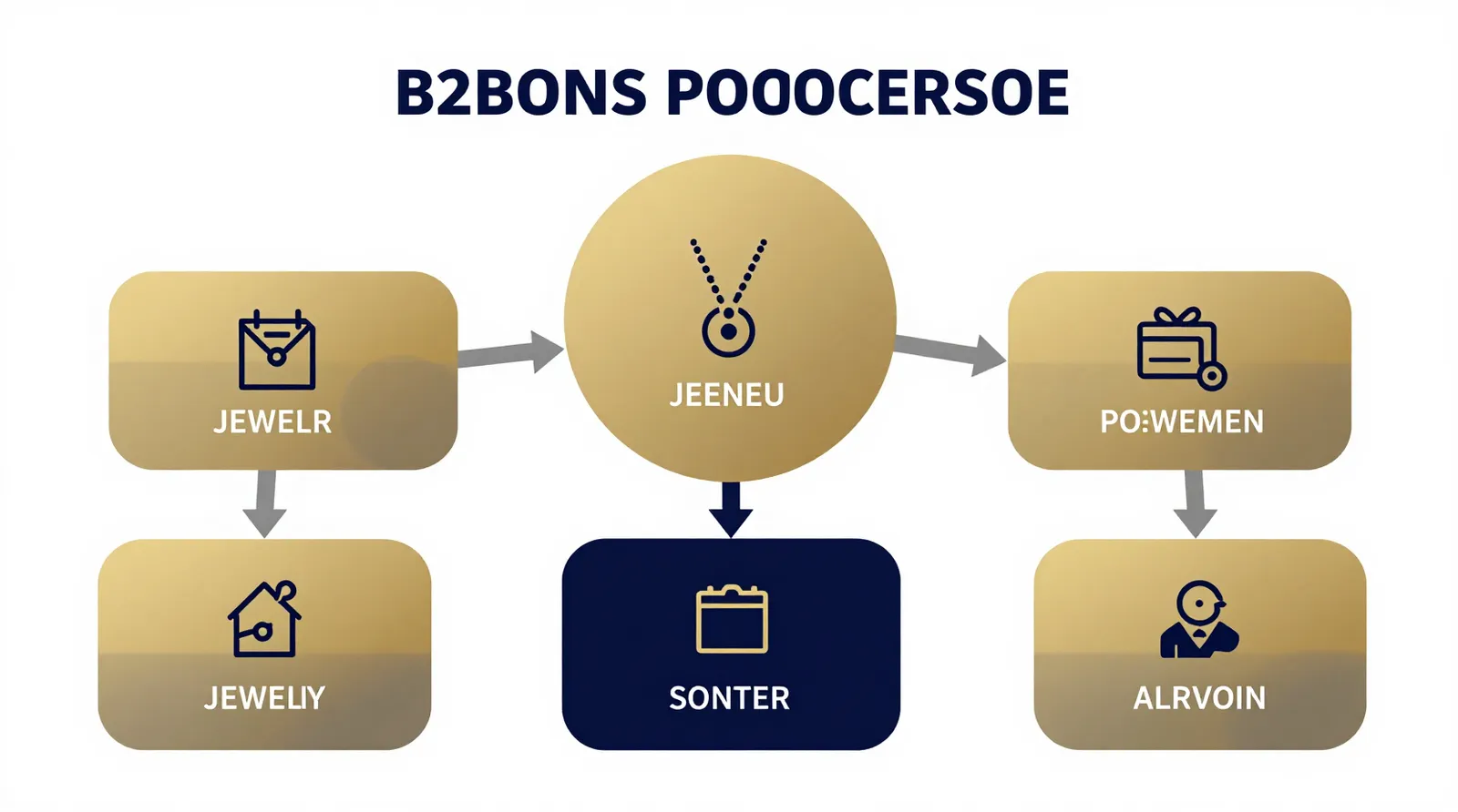 luxury jewelry brand - Informational diagram mapping the B2B jewelry procurement lifecycle from RFQ and sample coordination through factory vetting, bulk production, and final customs export