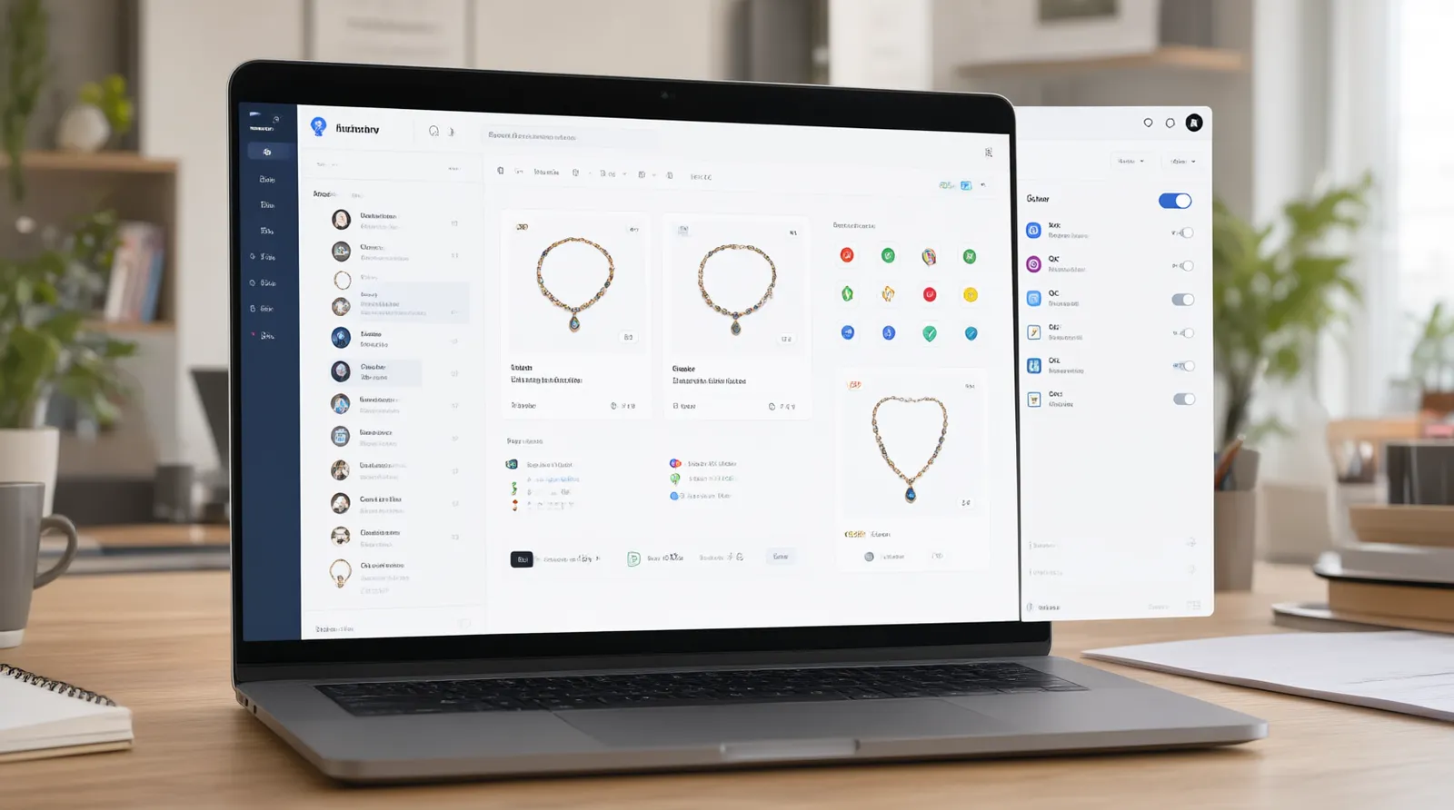 collares pegados al cuello - Interfaz simulada de un panel de control B2B mostrando métricas de pedidos de chokers, estados de inspección QC y selección de métodos de envío (Aéreo/Marítimo/Exprés)