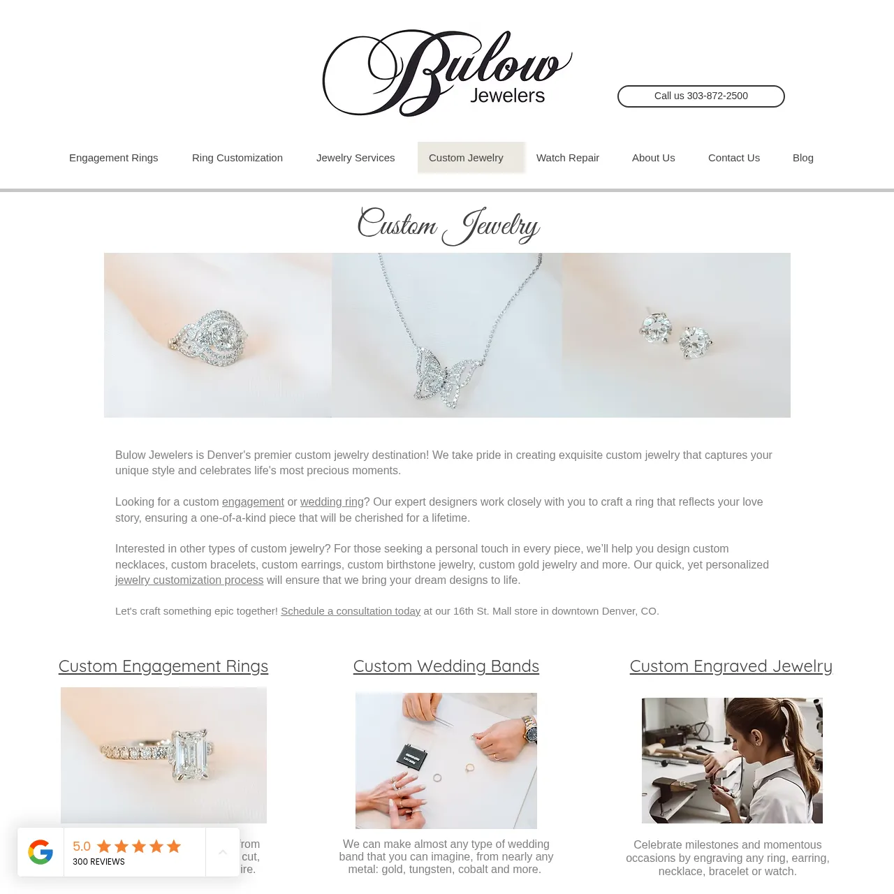 Custom Jewelry Services by Bulow Jewelers interface