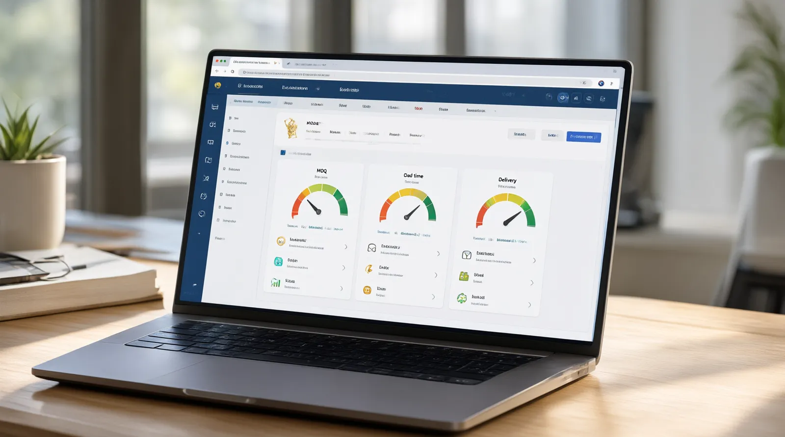 gold jewelry for women - Annotated UI mockup of a B2B sourcing dashboard displaying a supplier scorecard for a gold jewelry factory, highlighting metrics like 'MOQ Negotiated', 'Sample Lead Time', 'Karat Verification Status', and 'On-Time Delivery Rate'